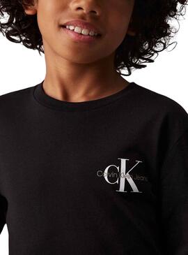 T-Shirt Calvin Klein Long Monolog in Schwarz für kinder