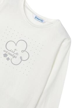 T-Shirt Mayoral basic Blume in Beige für mädchen