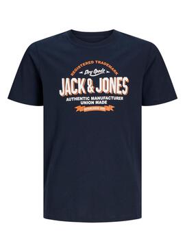 T-Shirt Jack and Jones Logo Marineblau für jungen