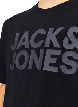 T-Shirt Jack and Jones Corp Logo Schwarz für jungen