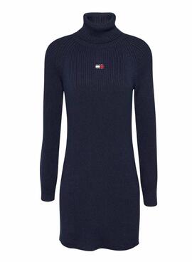 Kleid Tommy Jeans Rollkragen navy für Damen.