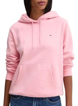 Sweatshirt Tommy Jeans Flag Regular rosa Kapuze für damen