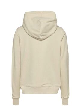 Sudadera Tommy Jeans Essential Logo mit Kapuze in Beige für frauen