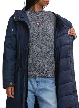 Parka Tommy Jeans 2 in 1 Technik blau für Damen.