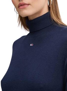 Pullover Tommy Jeans gerippt marineblau für damen