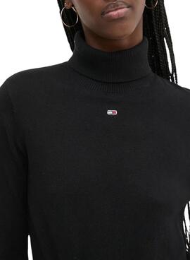 Pullover Tommy Jeans Essential Rollkragen schwarz für damen