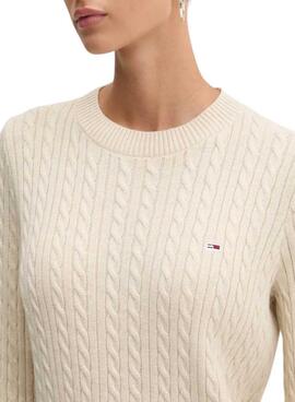 Pullover Tommy Jeans Essential geflochten beige für damen