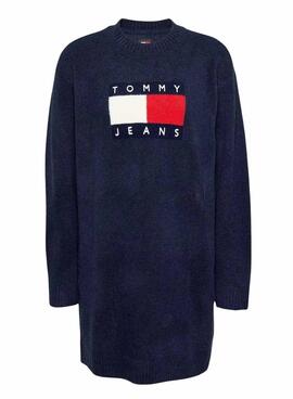 Kleid Tommy Jeans Wollflagge navy für damen