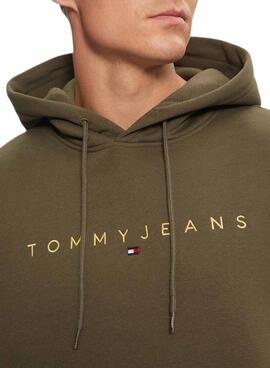 Hoodie Tommy Jeans Linear Gold grün für herren