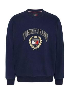 Pullover Tommy Jeans Crest Marine für männer