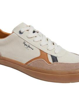 Sneaker Pepe Jeans Travis Retro Weiß und Beige für männer