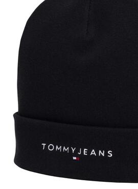 Mütze Tommy Jeans Logo bestickte schwarze für frauen