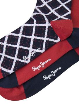 Socken Pepe Jeans Tartan marineblau und rot für männer