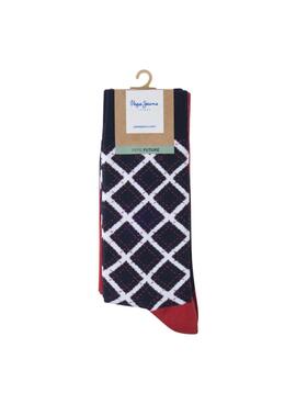 Socken Pepe Jeans Tartan marineblau und rot für männer