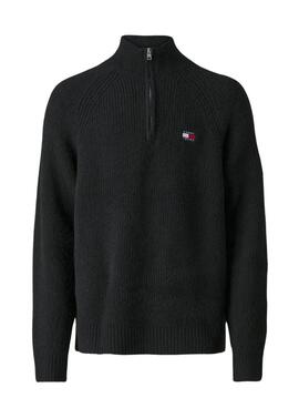 Pullover Tommy Jeans Raglan mit Reißverschluss schwarz für herren