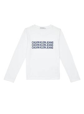 T-Shirt Calvin Klein Triple Logo Balnco für Junge