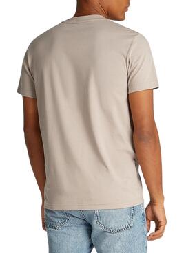 T-Shirt Calvin Klein Jeans Distressed beige für männer