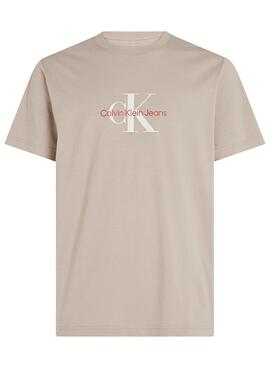 T-Shirt Calvin Klein Jeans Distressed beige für männer