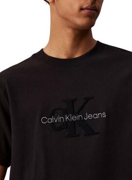 T-Shirt Calvin Klein Jeans Chenille Schwarz für männer