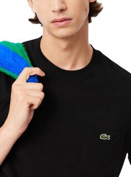 Schwarzes Lacoste Pocket T-Shirt für männer