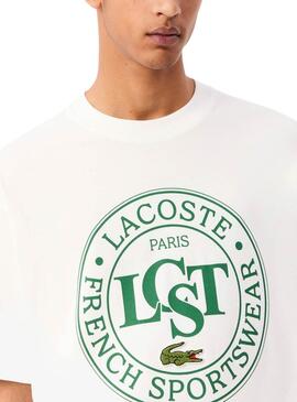 T-Shirt Lacoste LCST Weiß und Grün für männer