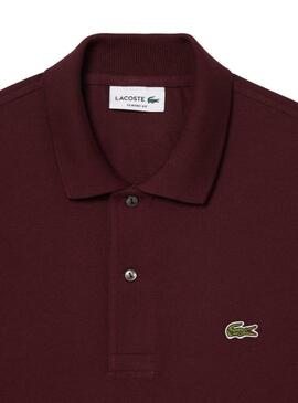 Langarm-Lacoste-Polo-Shirt in Burgunderrot für herren