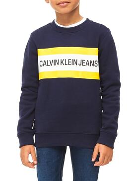 Sweatshirt Calvin Klein Box Logo Marine Blau 