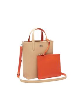 Handtasche Lacoste Anna Vertical beige und orange für frauen