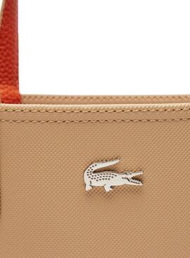 Handtasche Lacoste Anna Vertical beige und orange für frauen