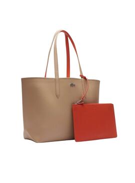 Wendbare Tasche Lacoste Anna Beige und Orange für Frauen