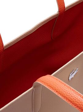 Wendbare Tasche Lacoste Anna Beige und Orange für Frauen