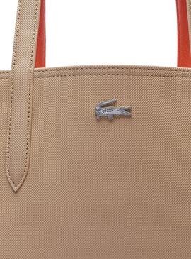 Wendbare Tasche Lacoste Anna Beige und Orange für Frauen