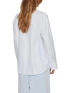 Hemd Vila Vifine Blaue Streifen Oversized für frauen