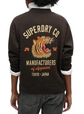 Sweatshirt Superdry Workwear Embroider Loose Schwarz für frauen