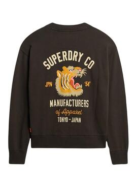 Sweatshirt Superdry Workwear Embroider Loose Schwarz für frauen