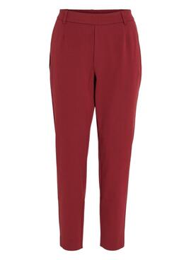 Hose Vila Vivarone Slim Burgund für frauen