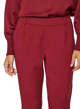 Hose Vila Vivarone Slim Burgund für frauen