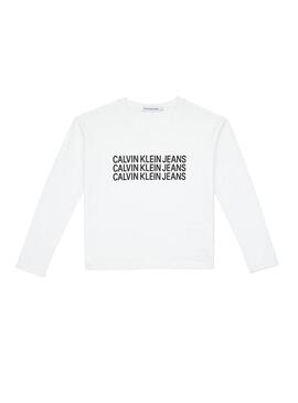 T-Shirt Calvin Klein Triple Logo Weiß Für Mädchen