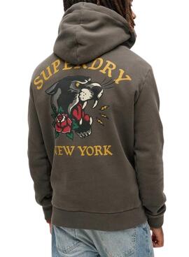 Pullover Superdry Tattoo Back Graphic mit Kapuze in Schwarz für männer