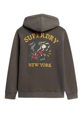 Pullover Superdry Tattoo Back Graphic mit Kapuze in Schwarz für männer