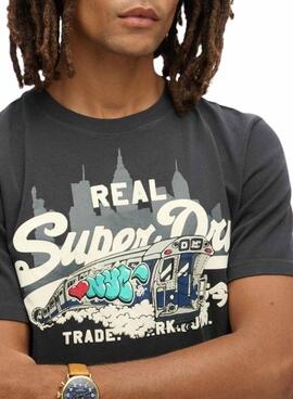 T-Shirt Superdry Grafik New York Schwarz für herren