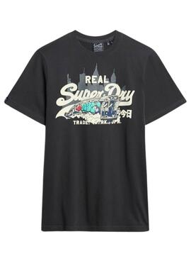 T-Shirt Superdry Grafik New York Schwarz für herren