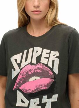 T-Shirt Superdry Lo-Fi Punk Schwarz für frauen