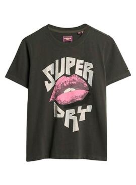 T-Shirt Superdry Lo-Fi Punk Schwarz für frauen