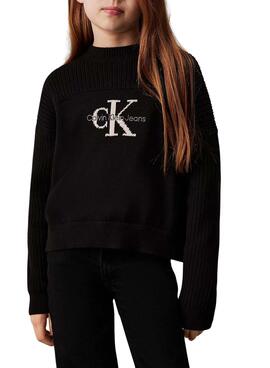 Pullover Calvin Klein Monolog Schwarz für Mädchen