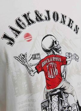 T-shirt Jack and Jones Skull Weiß für männer