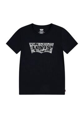 Camiseta Levis Floral Batwing schwarz für Mädchen