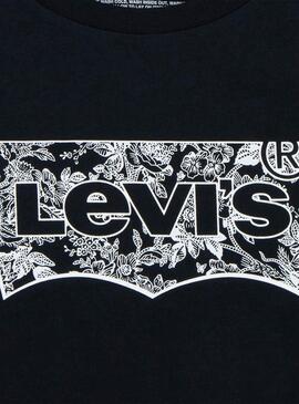 Camiseta Levis Floral Batwing schwarz für Mädchen