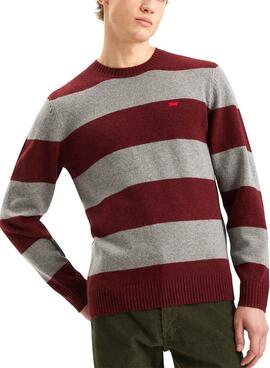 Pullover Levis Original Housemark Bordeaux gestreift für herren