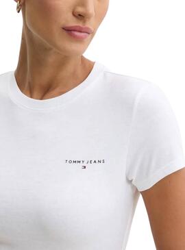 T-Shirt Tommy Jeans Slim Linear weiß für Damen